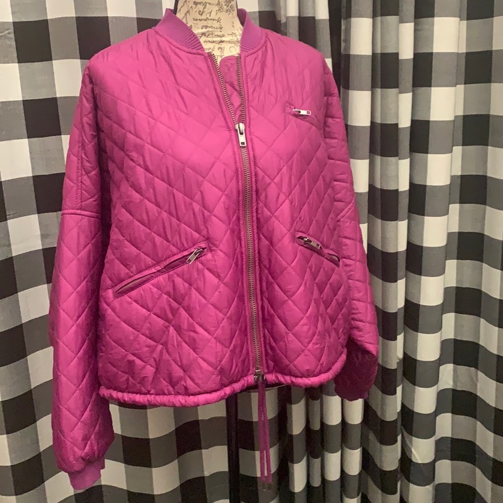Free People easy quilted bomber jacket pink NWT medium
